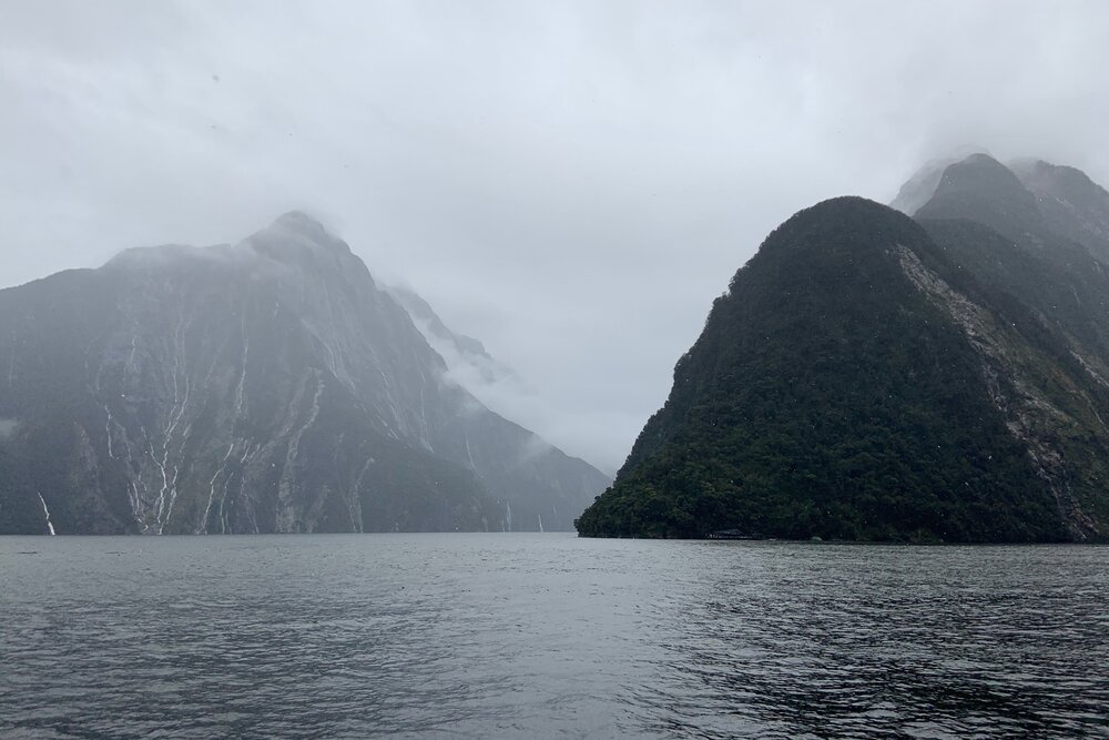 Boat cruise through Milford Sound