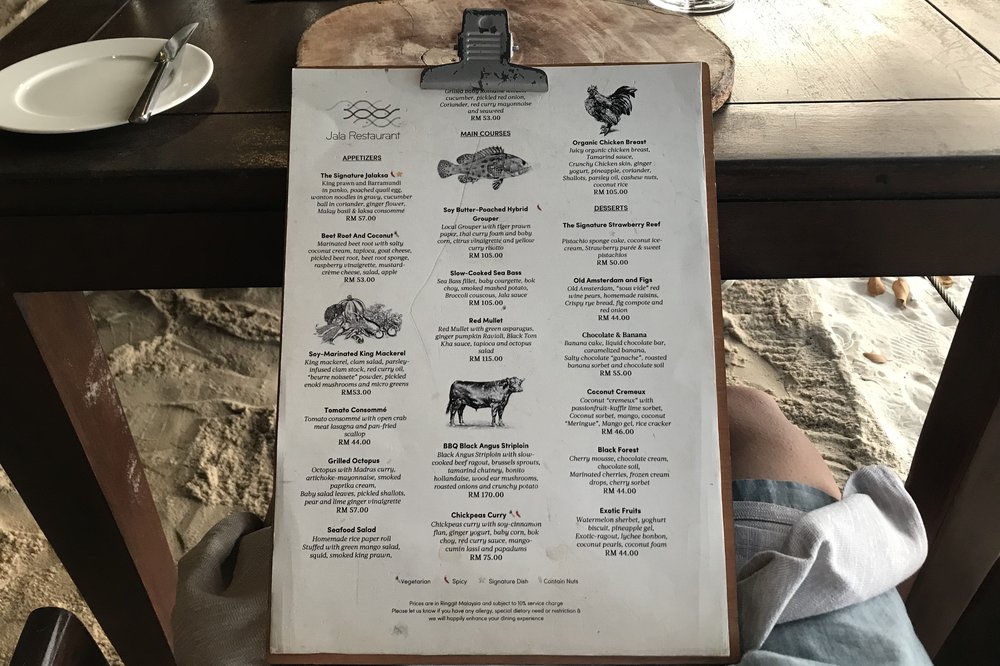 The Andaman Langkawi – Jala menu