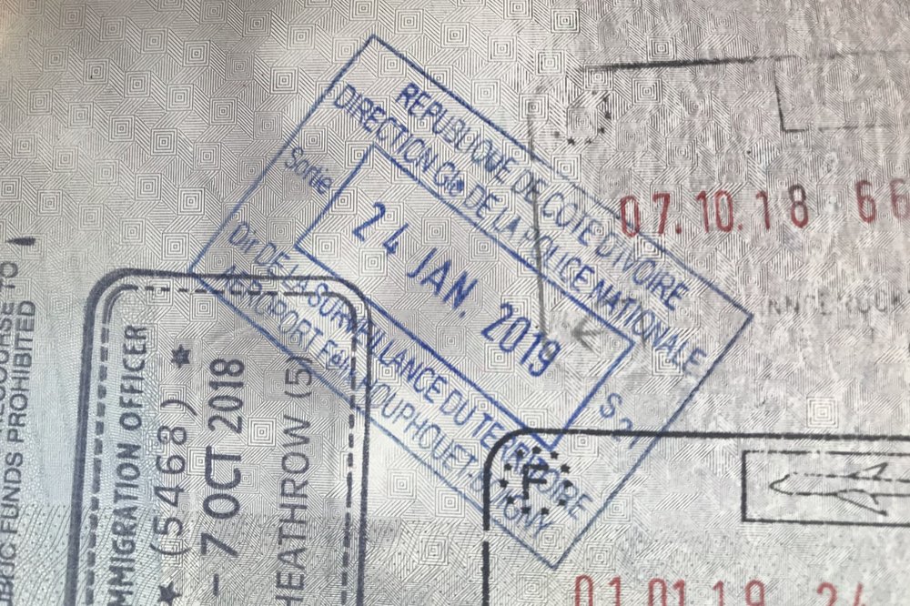 Côte d’Ivoire exit immigration stamp