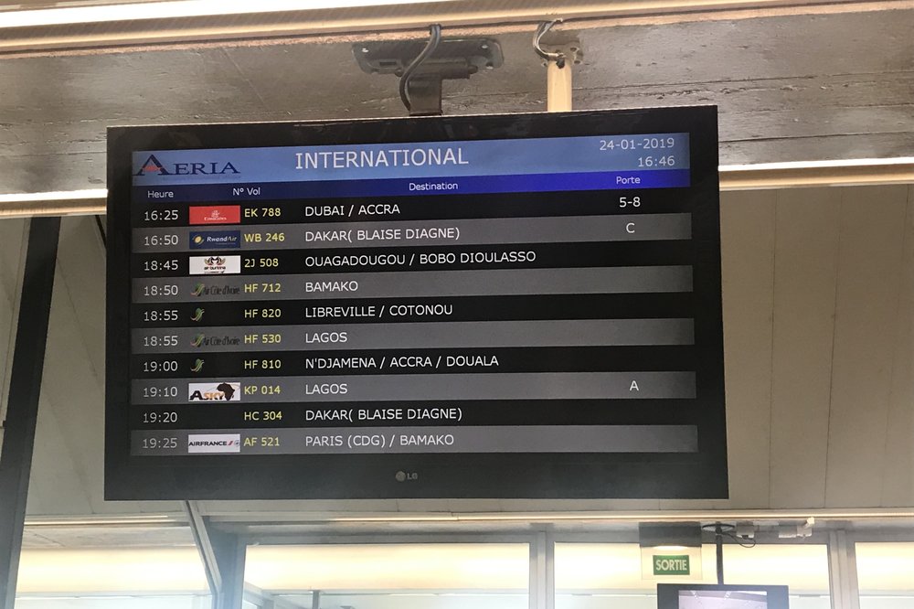 Abidjan Airport – Departures sign