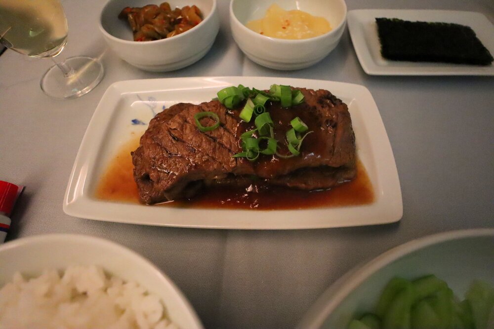 Korean Air 747 First Class – Beef bulgogi