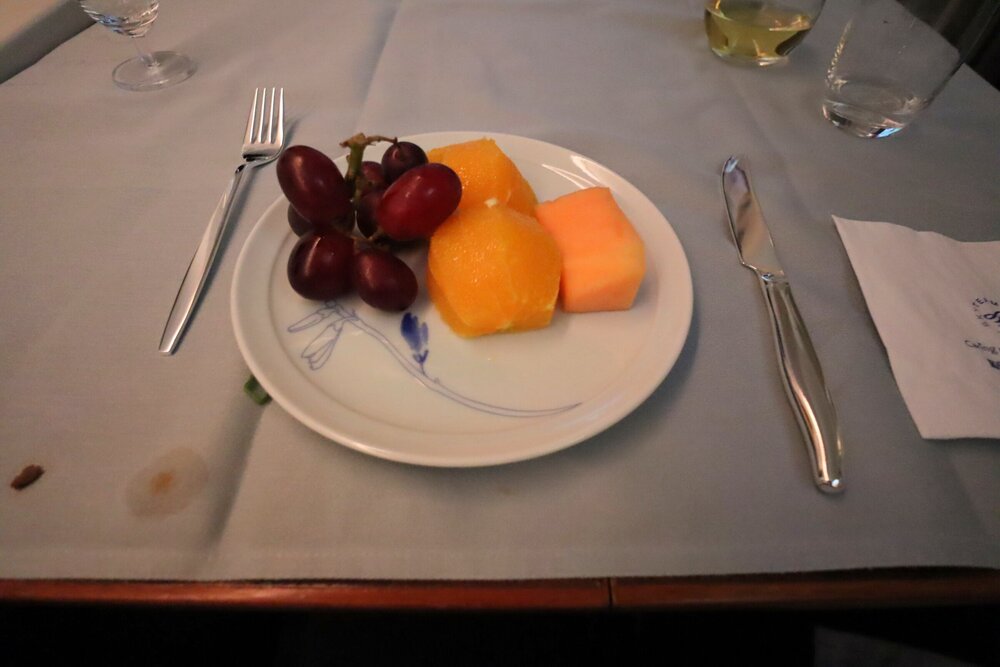 Korean Air 747 First Class – Fruit plate