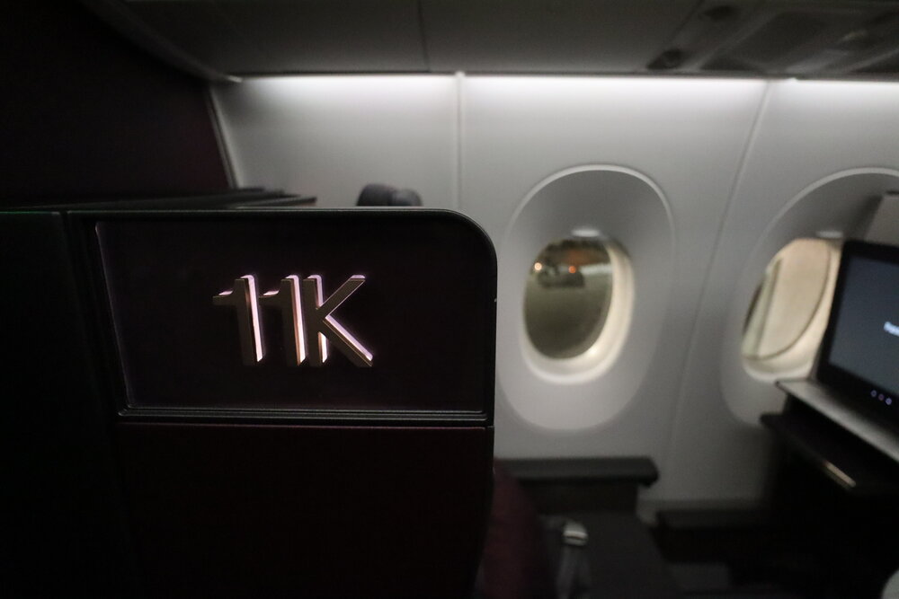 Qatar Airways A350 Qsuites business class – Seat number display