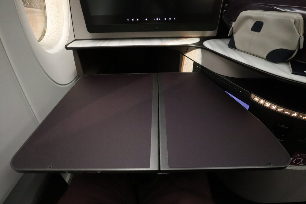 Qatar Airways A350 Qsuites business class – Tray table