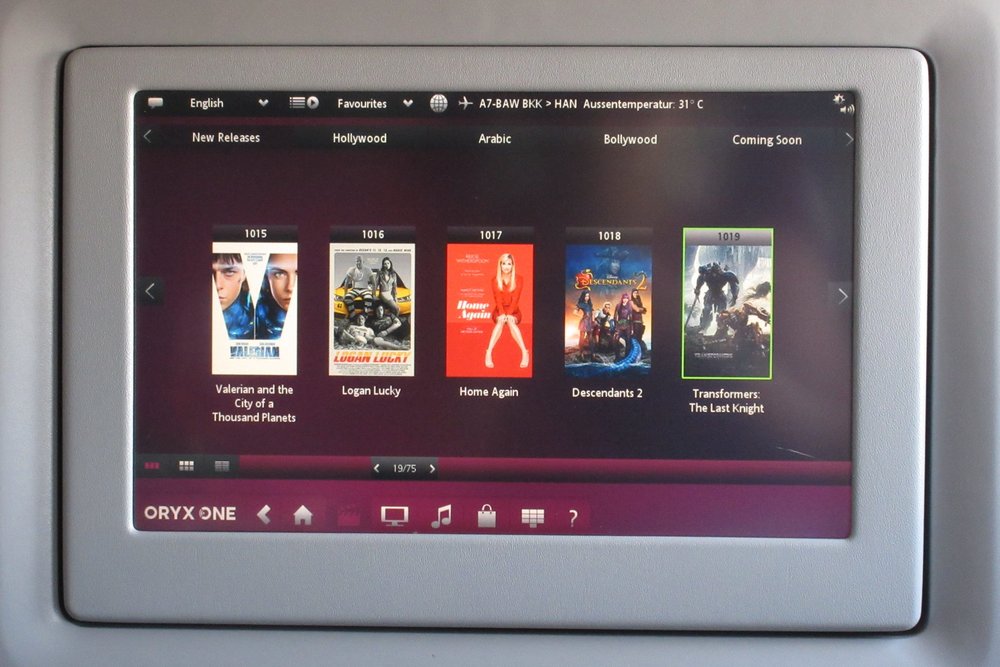 Qatar Airways 777 business class – Movie selection