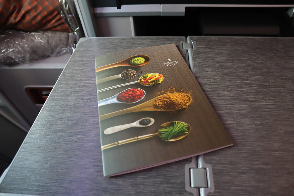 Singapore Airlines 787-10 business class – Menu