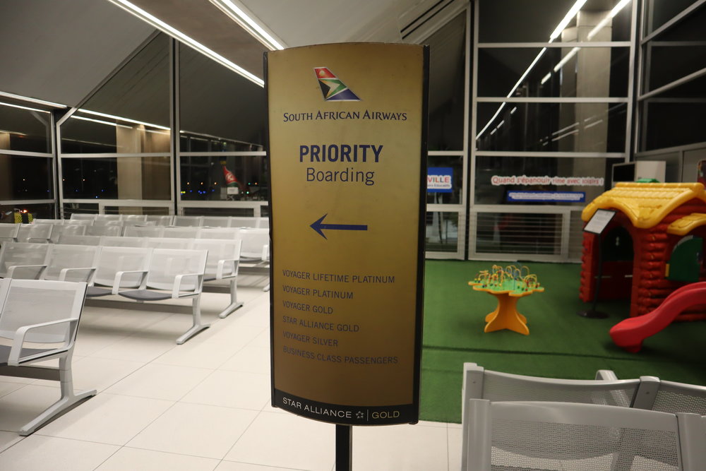 South African Airways business class – Boarding sign