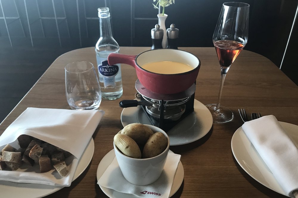 Swiss First Class Lounge Zurich – Cheese fondue