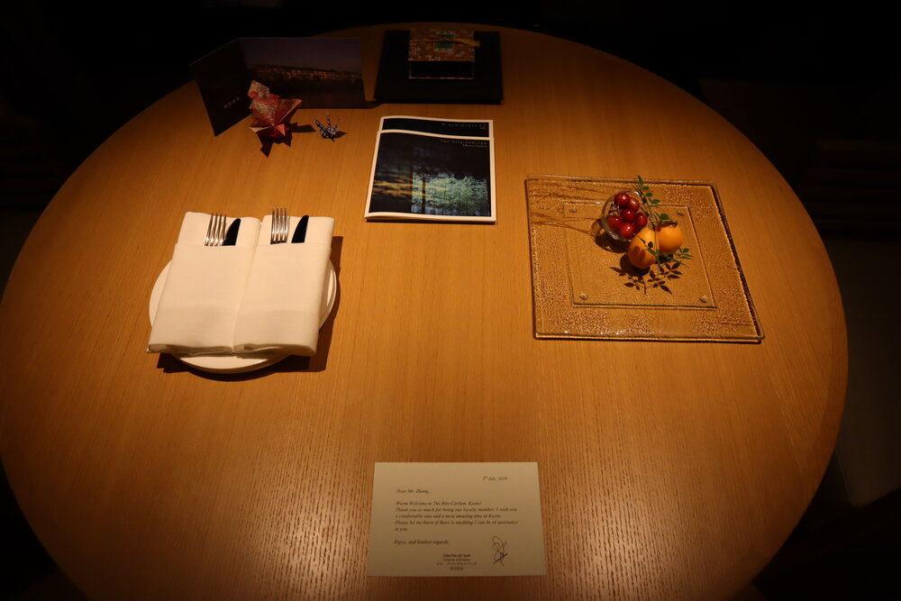 The Ritz-Carlton, Kyoto – Deluxe Kyoto Room welcome amenities