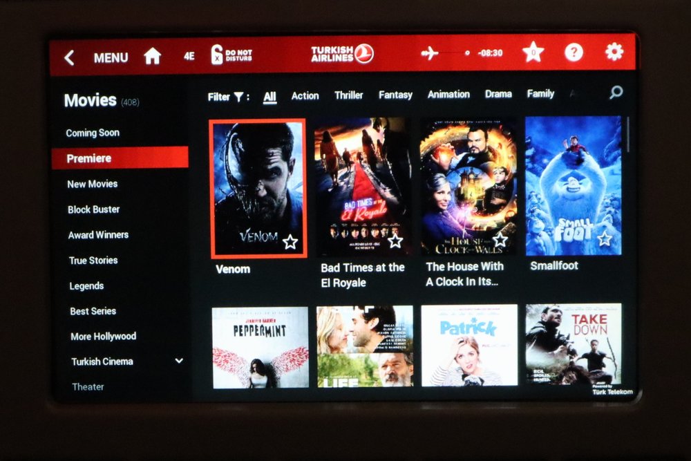 Turkish Airlines A330 business class – Movie selection