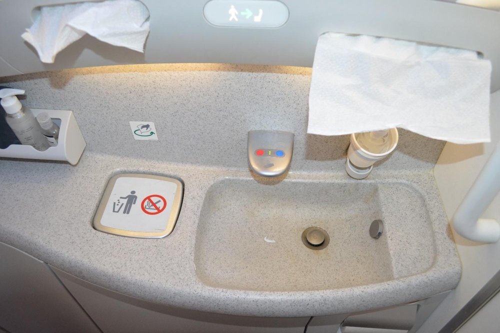 EgyptAir 787 business class – Restroom sink