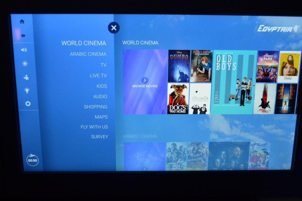 EgyptAir 787 business class – Movie selection