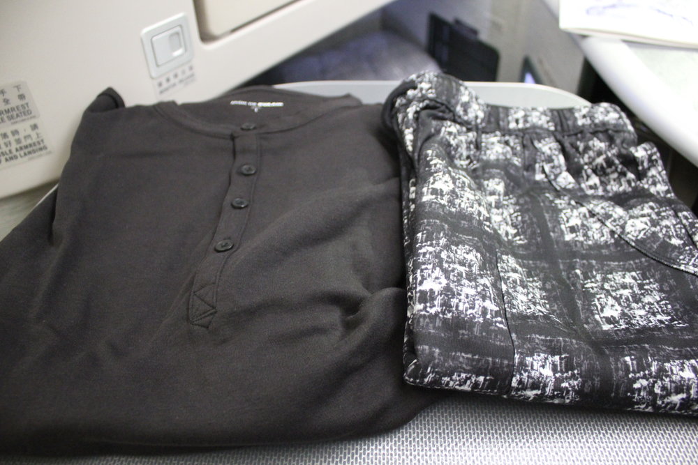 EVA Air business class – Pajamas