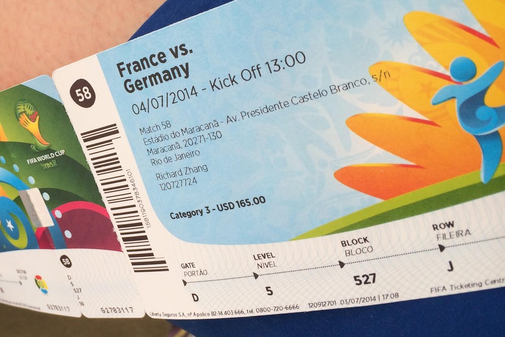 Our tickets from the 2014 FIFA World Cup in Brazil!