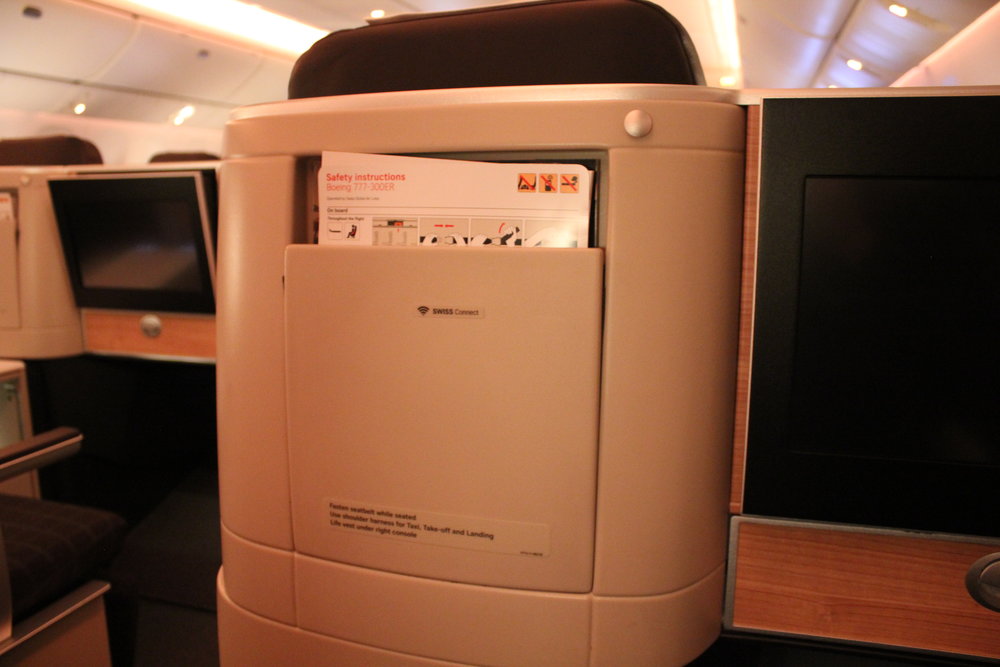 Swiss 777 business class – Seat back pocket