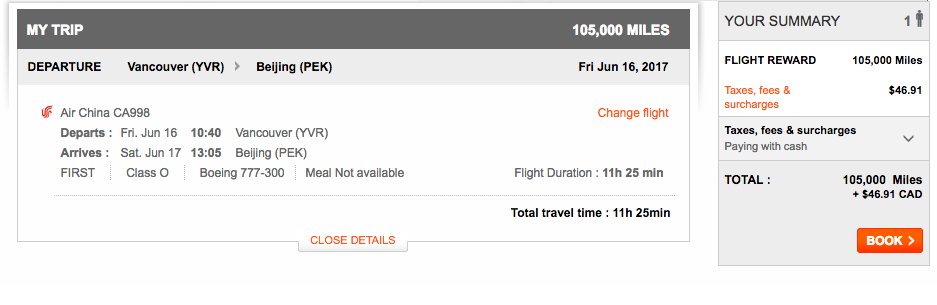 Air China Availability | Prince of Travel | Miles &amp; Points