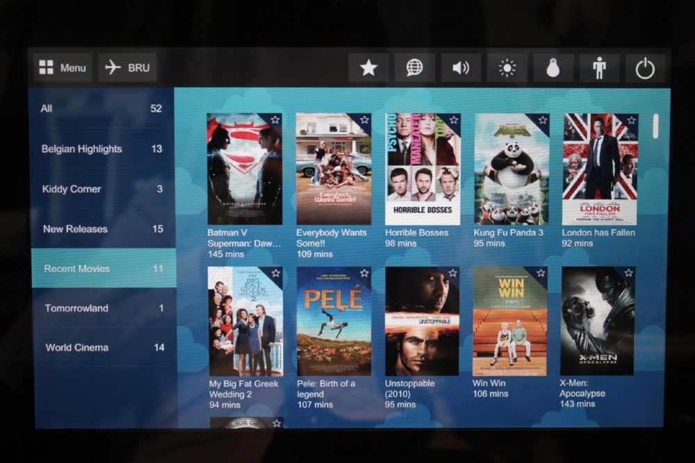 Brussels Airlines business class – Movie selection