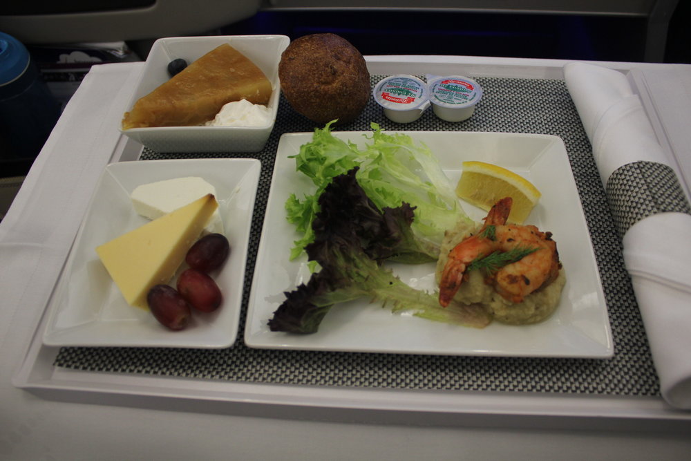 Brussels Airlines business class – Grilled shrimp