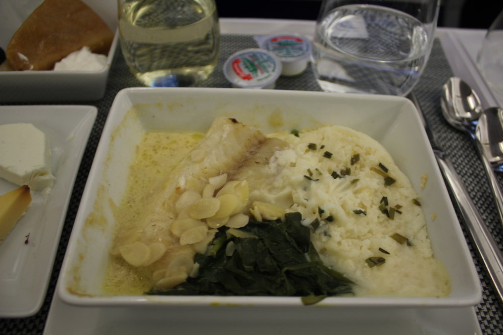 Brussels Airlines business class – Cod in herbed cream sauce