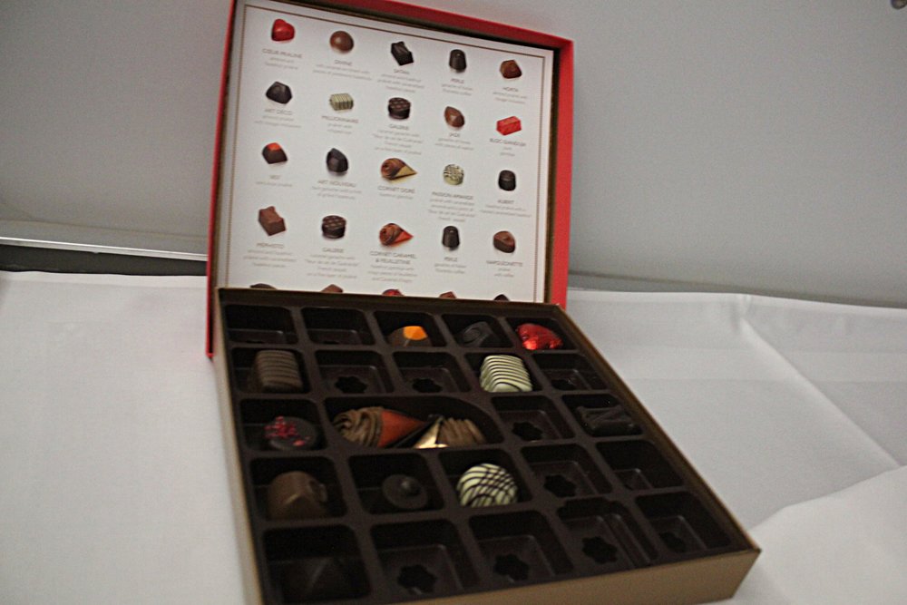 Brussels Airlines business class – Neuhaus chocolates