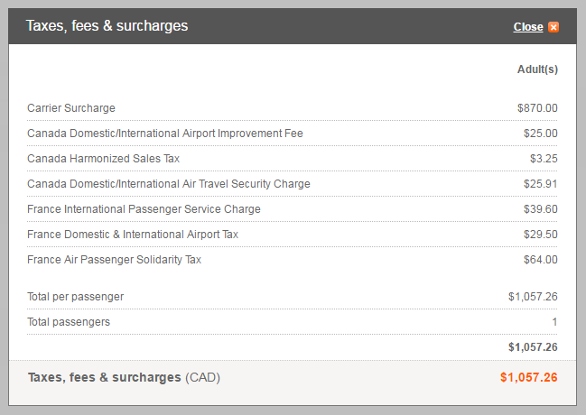 Aeroplan Taxes and Fees Surcharges | Prince of Travel | Miles &amp; Points