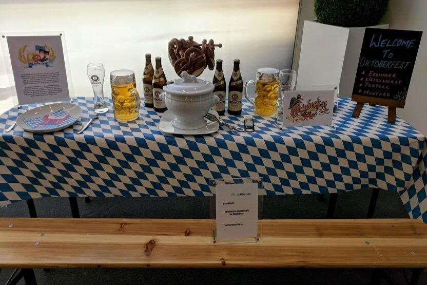 Oktoberfest spread, Lufthansa Business Lounge London Heathrow