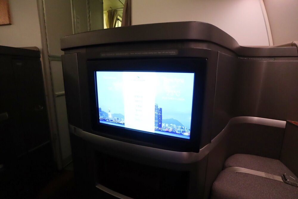 Cathay Pacific First Class – Entertainment screen