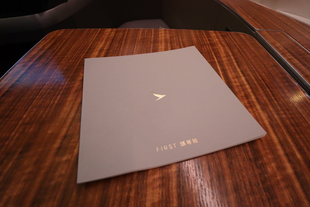 Cathay Pacific First Class – Menu