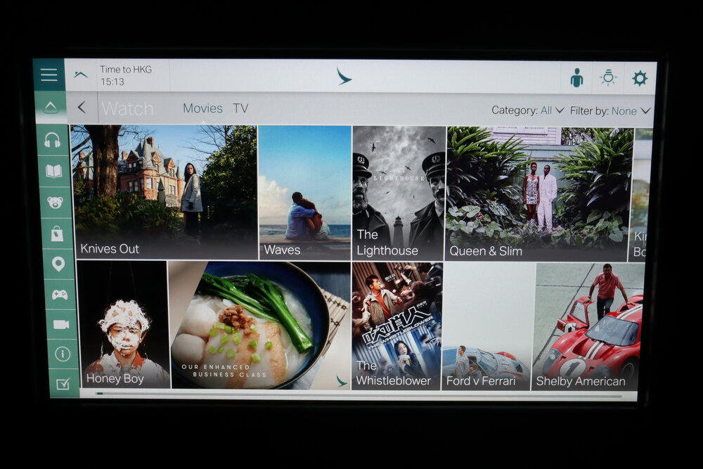 Cathay Pacific First Class – Movie selection