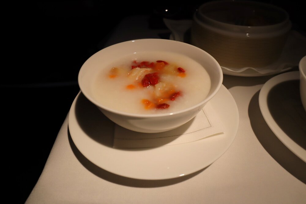 Cathay Pacific First Class – Seafood congee