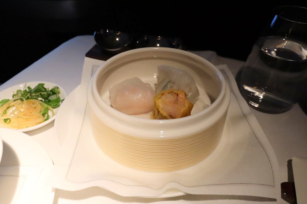 Cathay Pacific First Class – Dim sum selection