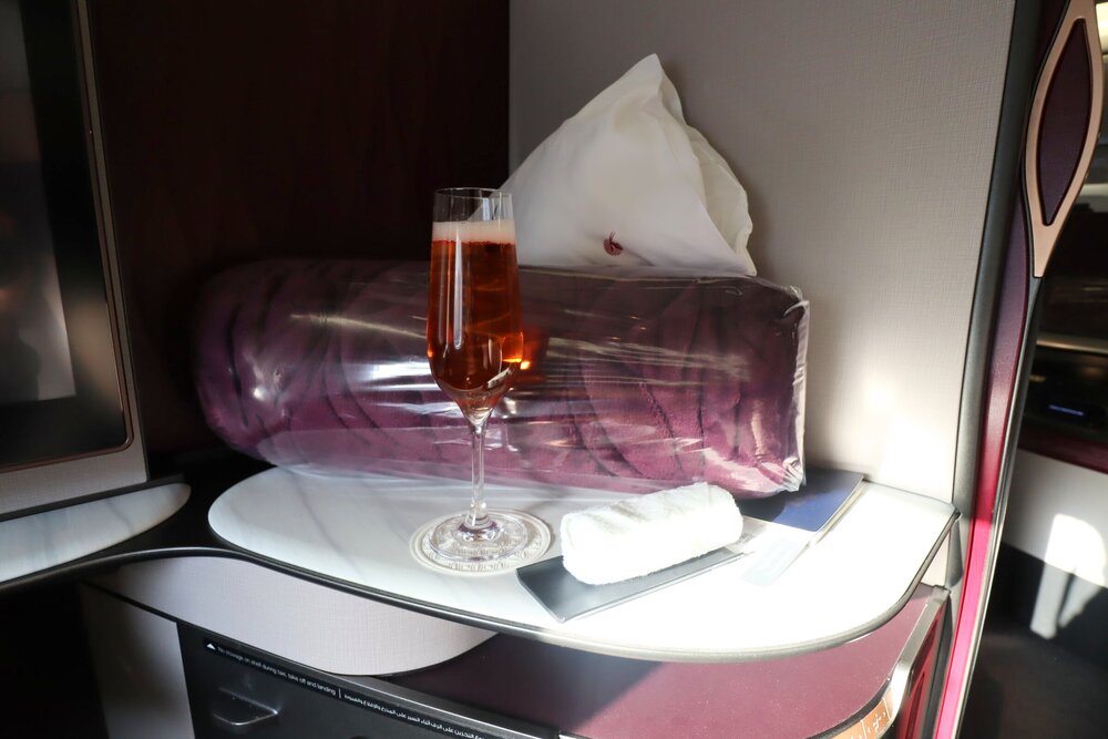 Qatar Airways 777 Qsuites business class – Taittinger rosé