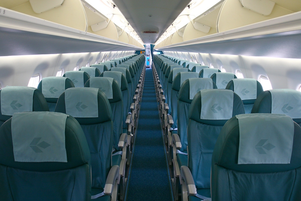 image of inside Air Dolomiti's plane cabin