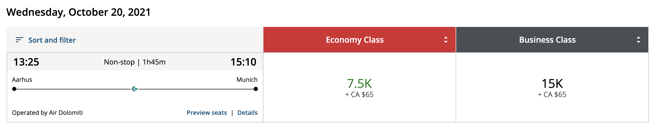 Air Dolomiti online booking screenshot