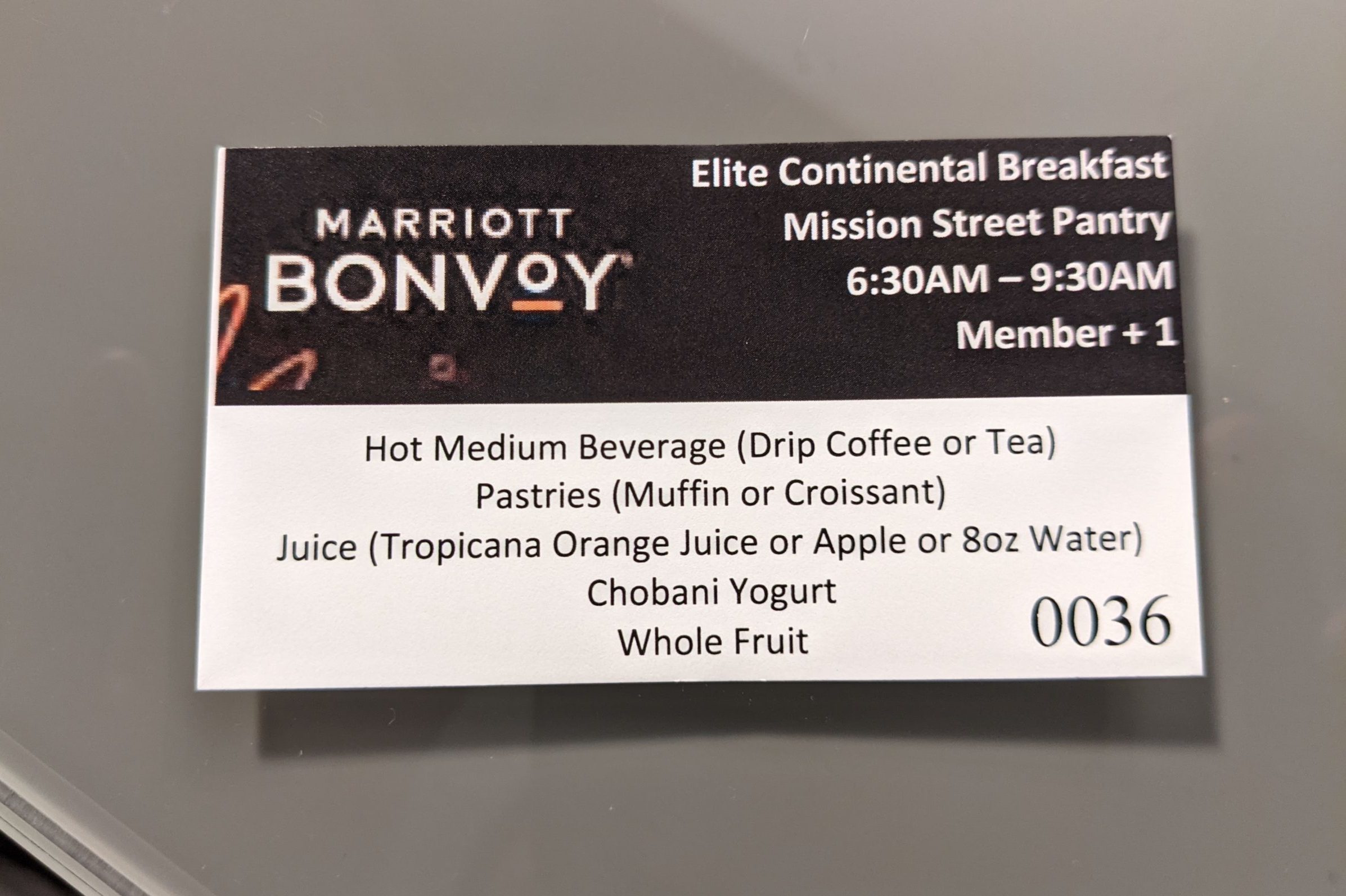 San Francisco Marriott Marquis – Breakfast voucher