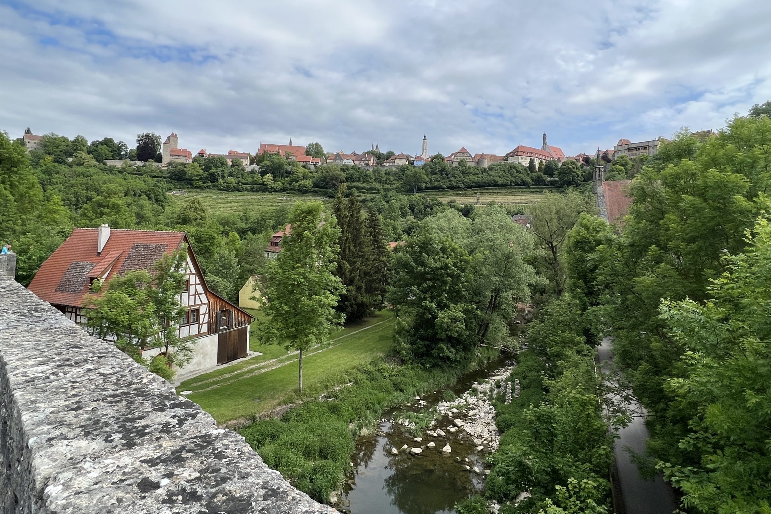 View of Rothenburg from Tauber Bridge