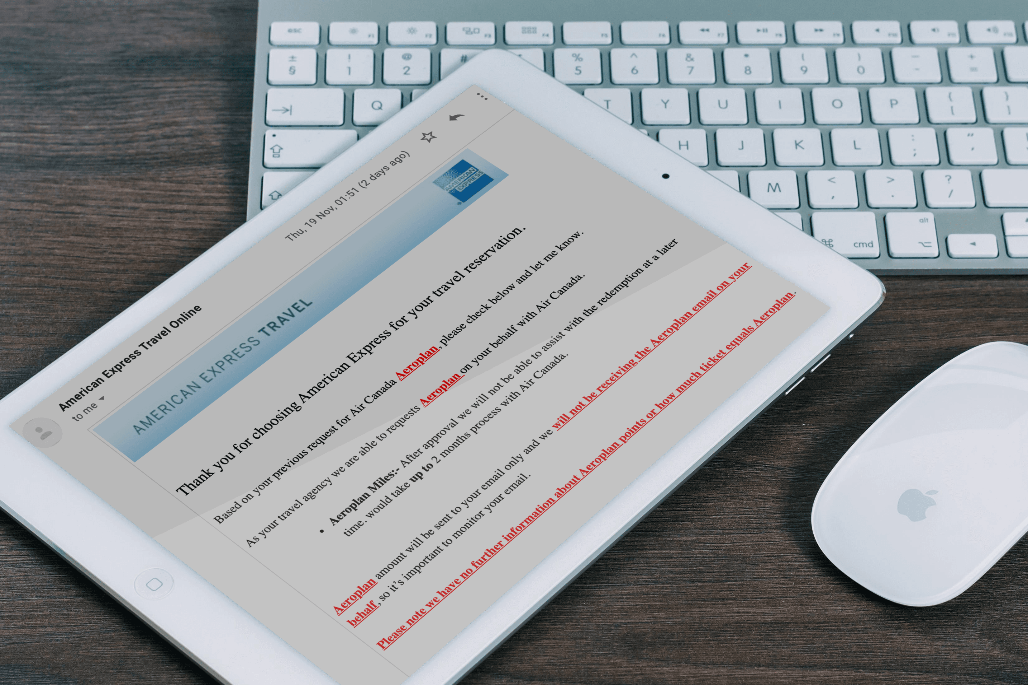 Ipad with Aeroplan points website on it.