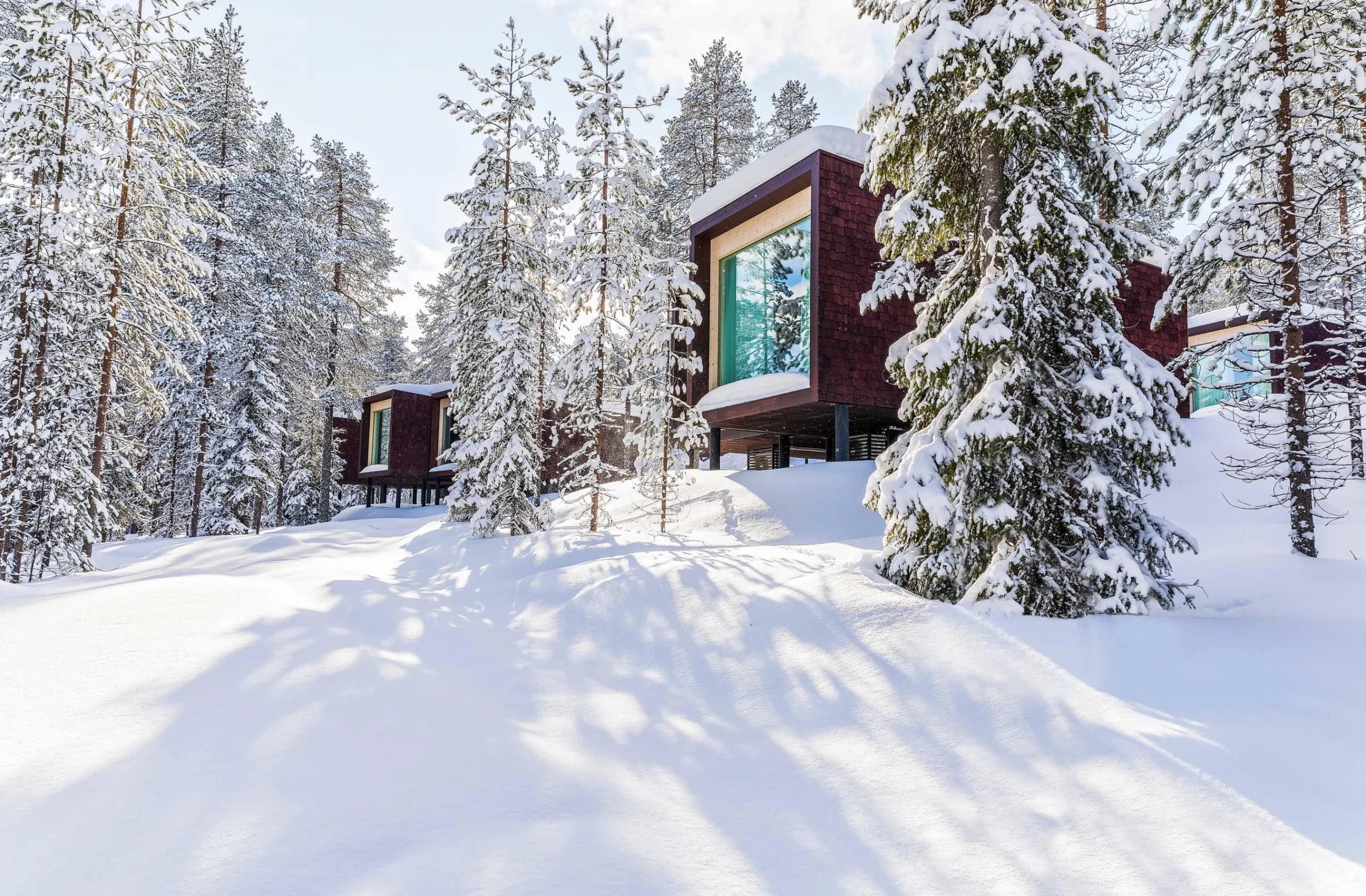 Arctic TreeHouse Hotel cabin in a snowy Finnish forest