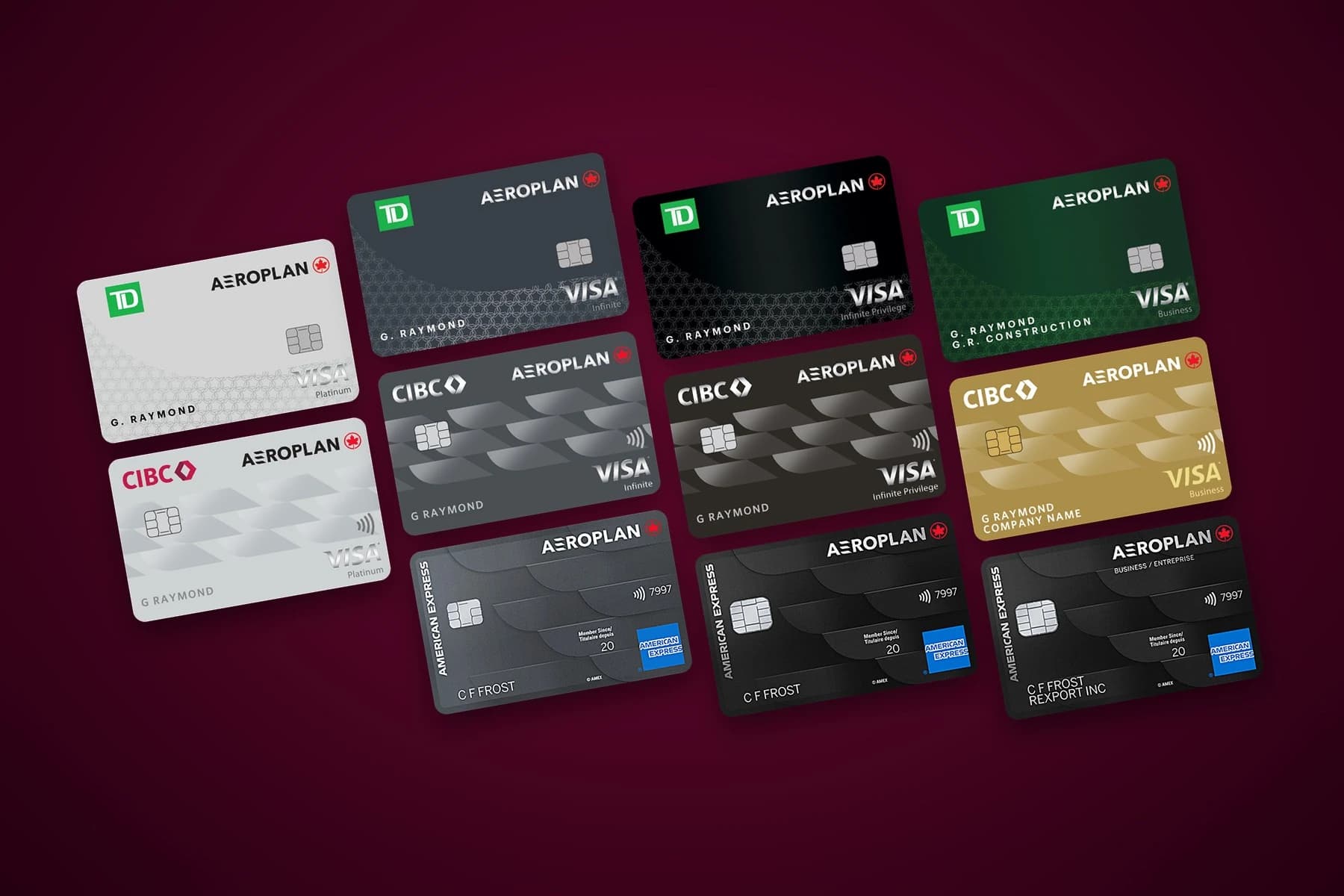 The 11 Aeroplan credit cards from TD, CIBC, and American Express, grouped by tier