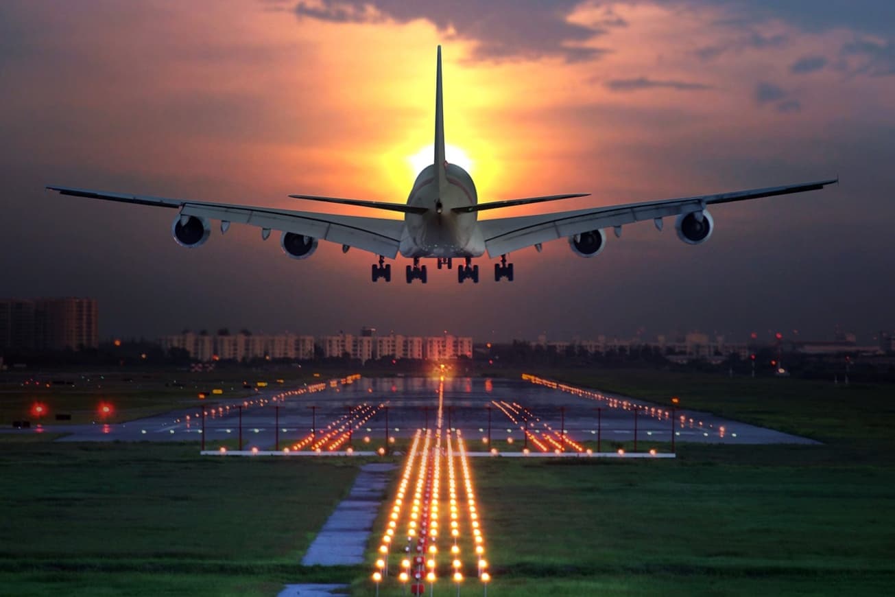 Airplane beautiful runway lighting hd wallpapers