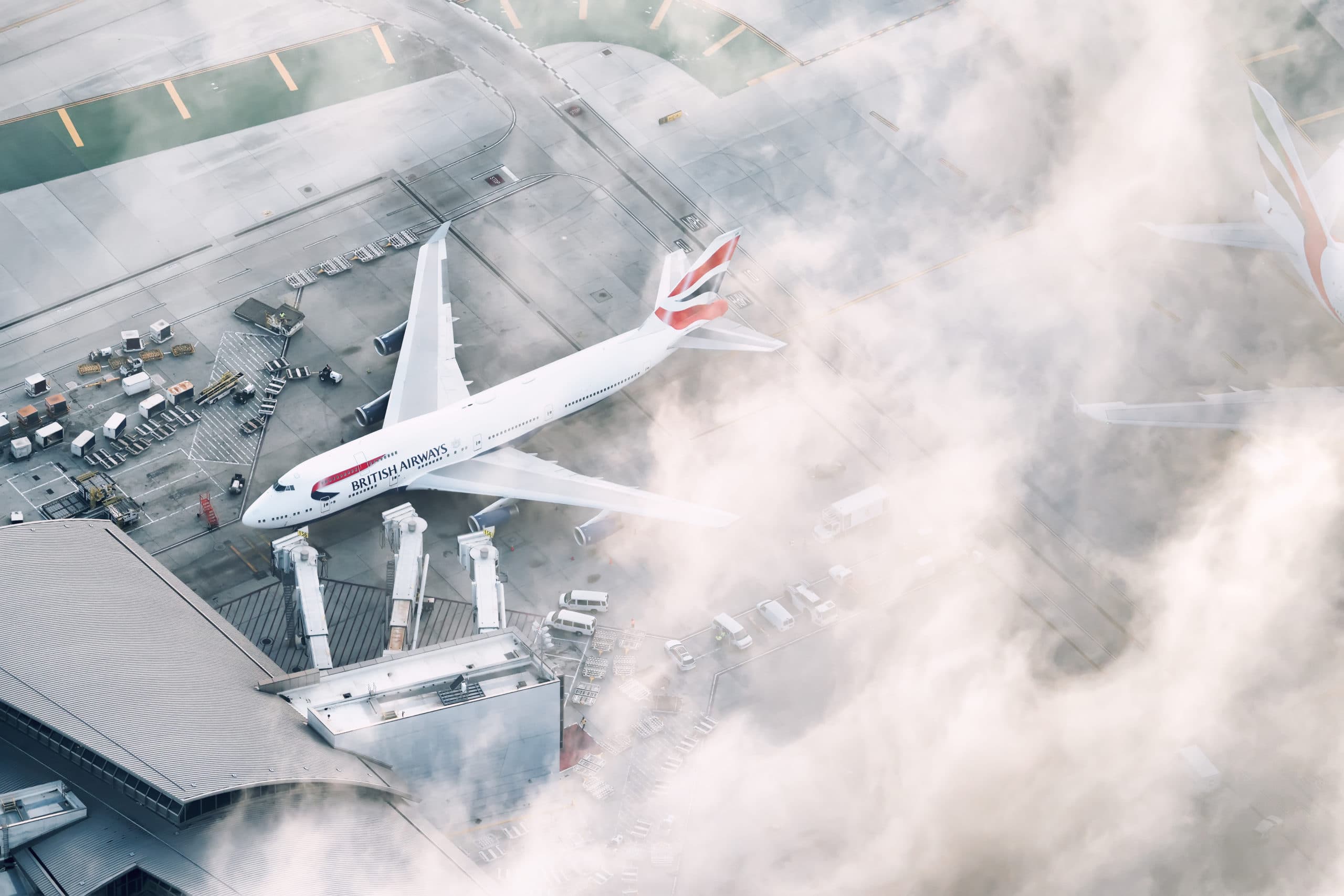 british airways airplane from the sky