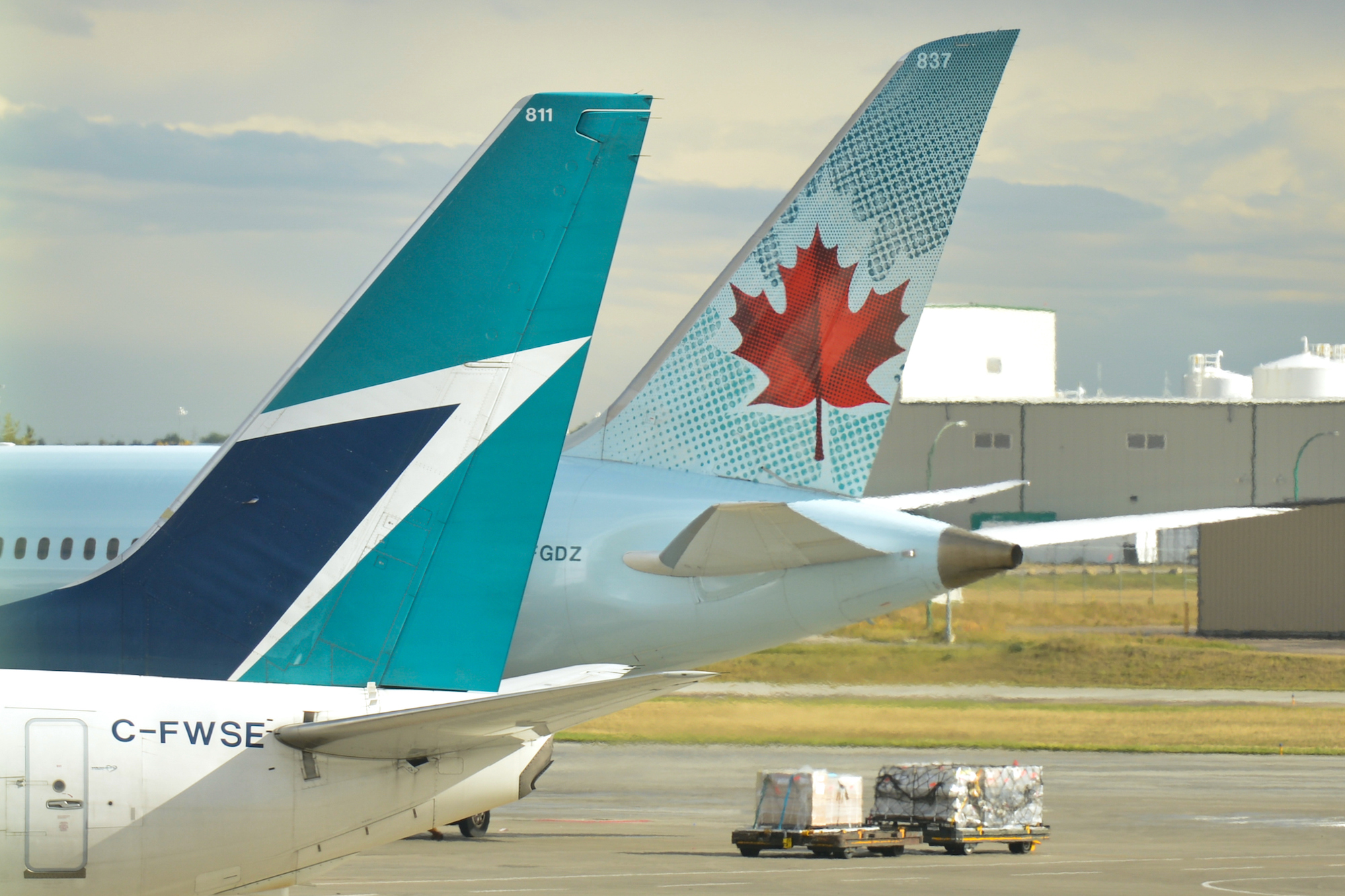 A view of Air Canada and WestJet planes at Calgary International Airport.
On Monday, September 10th, 2018, in Calgary, Alberta, Canada. (Photo by Artur Widak/NurPhoto)