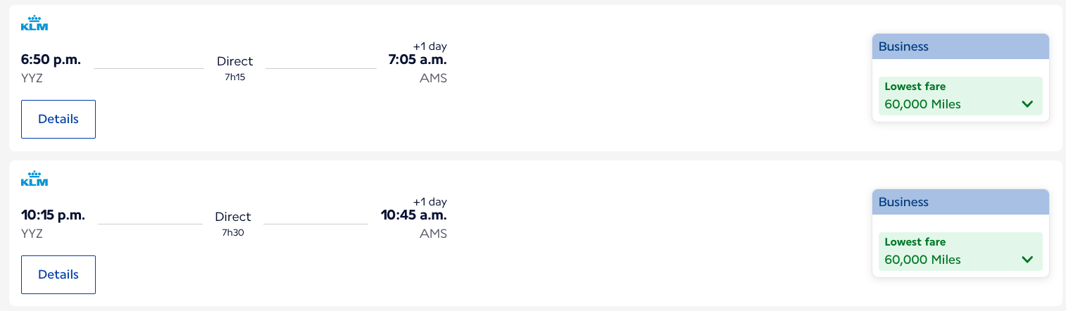 KLM J YYZ AMS