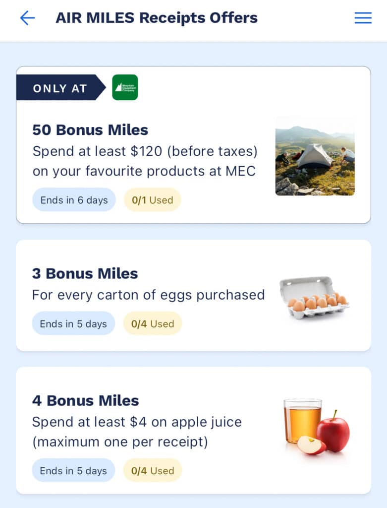 recibos de airmiles