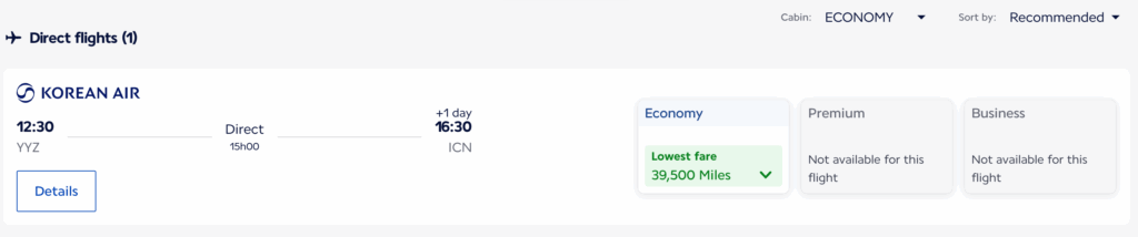 flying blue korean air yyz icn