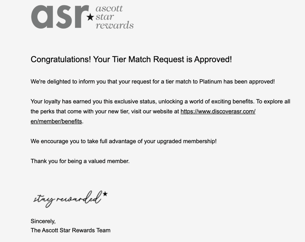 asr match approved