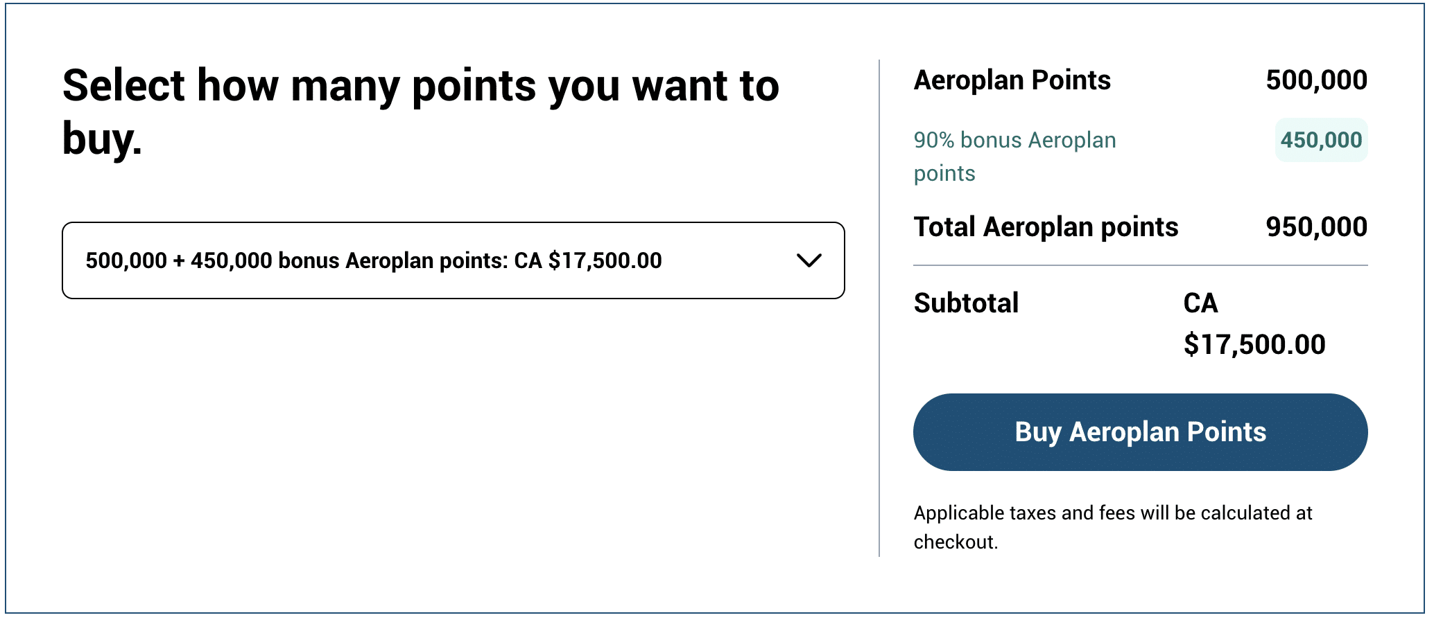 buy aeroplan points 90 bonus
