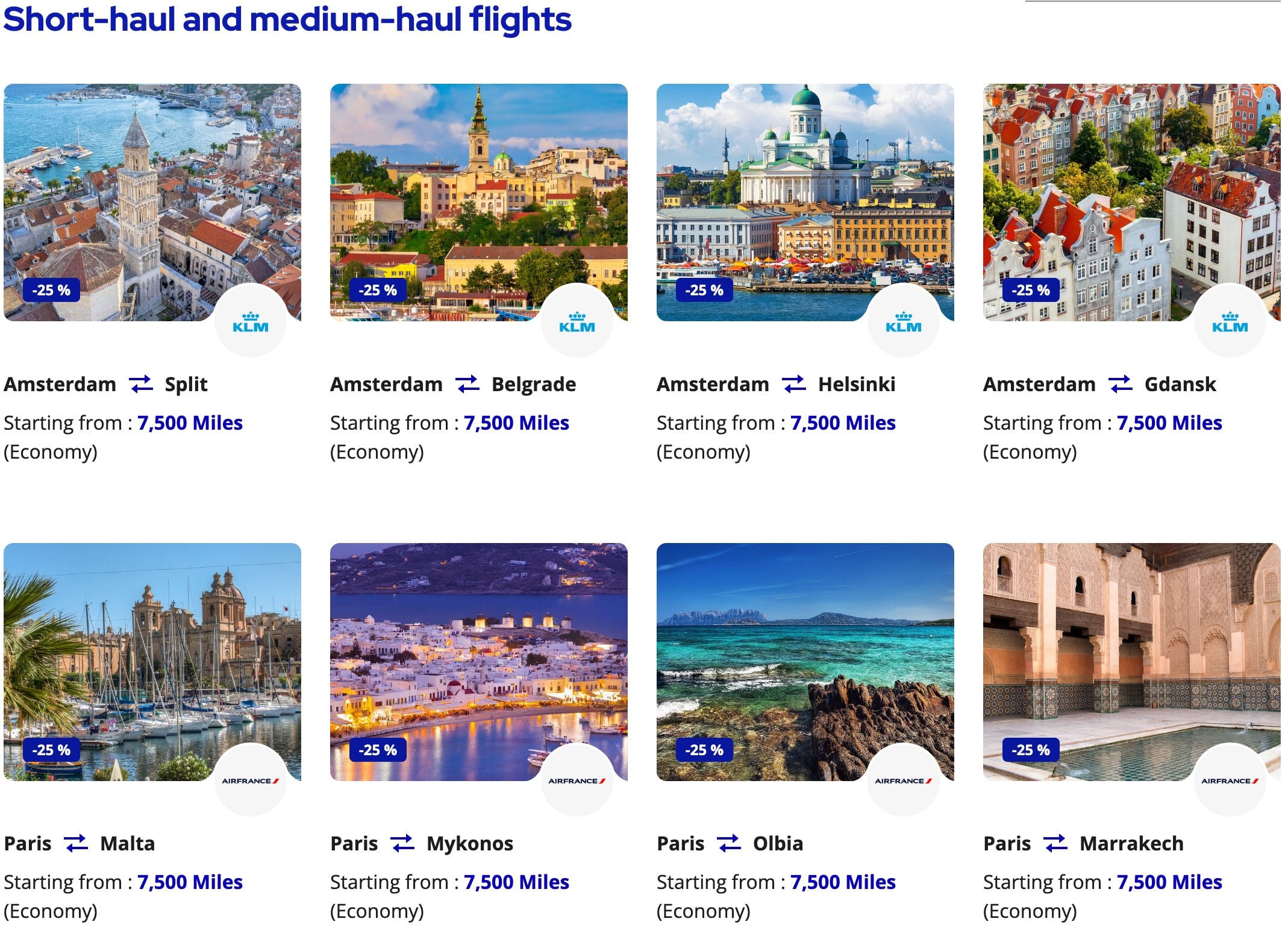 Flyingblue promo rewards May 2025 short haul and medium haul flights
