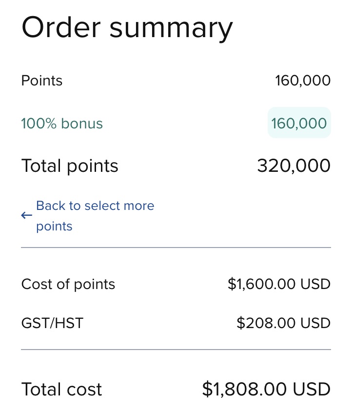 Hilton Buy Points Ontario HST