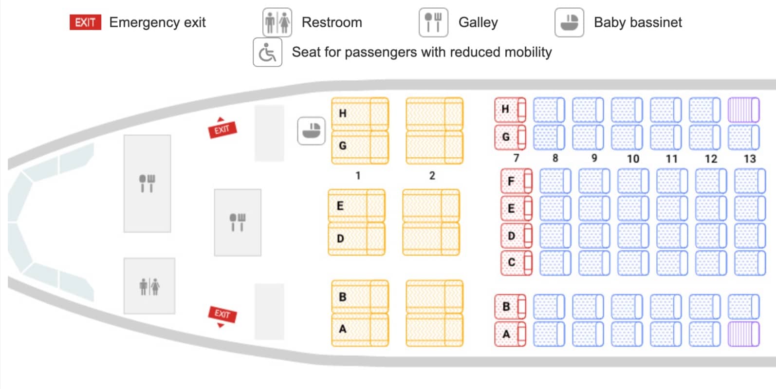 T Way A330 Mapa de asiento